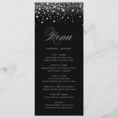 Imitate Silver Foil Confetti Black Elegante Menu C Menükarte (Vorderseite)