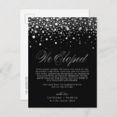 Imitate Silver Foil Confetti Black Wedding Ankündigungspostkarte (Vorne/Hinten)