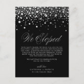 Imitate Silver Foil Confetti Black Wedding Ankündigungspostkarte (Vorderseite)