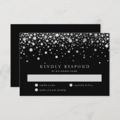 Imitate Silver Foil Confetti Black & White RSVP Ka (Vorne/Hinten)