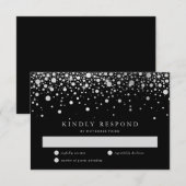 Imitate Silver Foil Confetti Black & White RSVP Ka Karte (Vorne/Hinten)