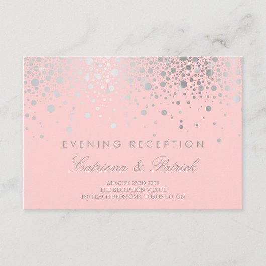 Imitate Silver Foil Confetti Blush Empfang Card Begleitkarte (Vorderseite)