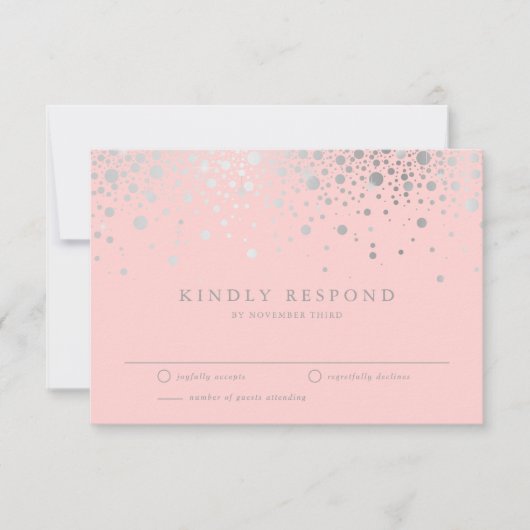 Imitate Silver Foil Confetti Blush RSVP Card Karte (Vorderseite)