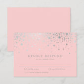 Imitate Silver Foil Confetti Blush RSVP Card Karte (Vorne/Hinten)
