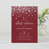 Imitate Silver Foil Confetti Burgundy Babydusche Einladung (Stehend Vorderseite)