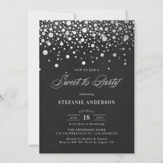 Imitate Silver Foil Confetti Chalkboard 16 . Gebur Einladung