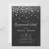 Imitate Silver Foil Confetti Chalkboard Verlobung Einladung (Vorderseite)