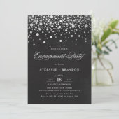 Imitate Silver Foil Confetti Chalkboard Verlobung Einladung (Stehend Vorderseite)