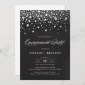 Imitate Silver Foil Confetti Chalkboard Verlobung Einladung (Vorne/Hinten)