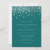 Imitate Silver Foil Confetti Dots Aquamarin Hochze