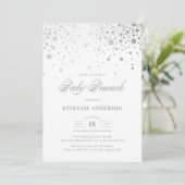 Imitate Silver Foil Confetti Dots Baby Brunch Einladung (Stehend Vorderseite)