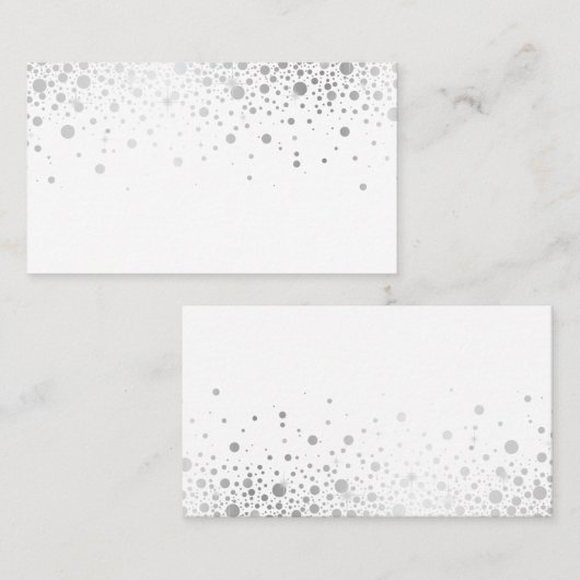 Imitate Silver Foil Confetti Dots | Modern Platzkarte (Vorne/Hinten)