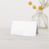 Imitate Silver Foil Confetti Dots | Moderne Platzk Platzkarte (Rückseite)