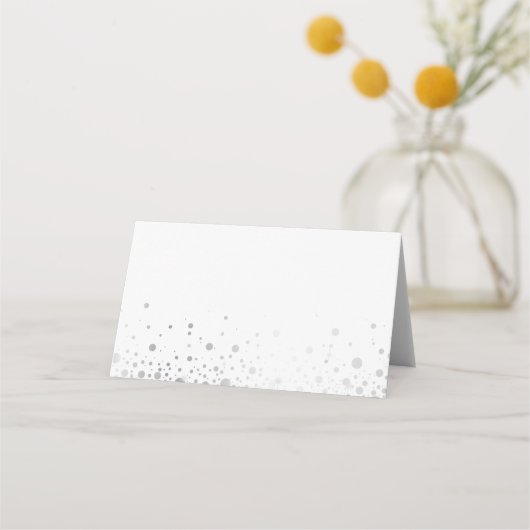 Imitate Silver Foil Confetti Dots | Moderne Platzk Platzkarte (Vorderseite)