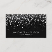 Imitate Silver Foil Confetti Dots Moderne Schwarz Visitenkarte (Vorderseite)