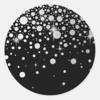 Imitate Silver Foil Confetti Dots Schwarz-Weiß