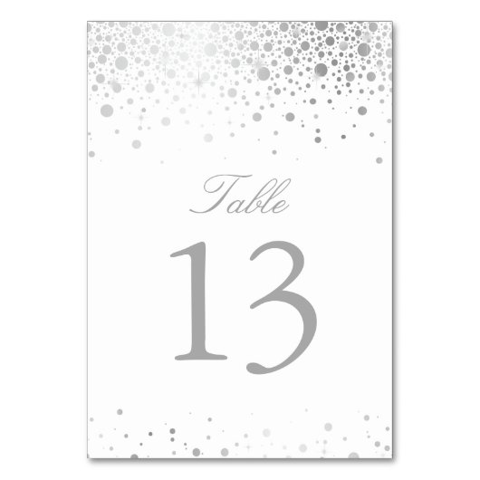 Imitate Silver Foil Confetti Dots Tischnummer (Vorderseite)