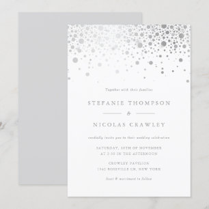 Imitate Silver Foil Confetti Dots Wedding Einladung