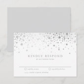 Imitate Silver Foil Confetti Dots Wedding RSVP Car Karte (Vorne/Hinten)