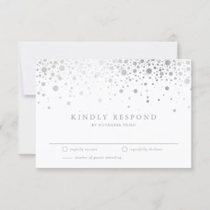 Imitate Silver Foil Confetti Dots Wedding RSVP Car Karte