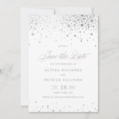 Imitate Silver Foil Confetti Dots Wedding Save The Date (Vorderseite)