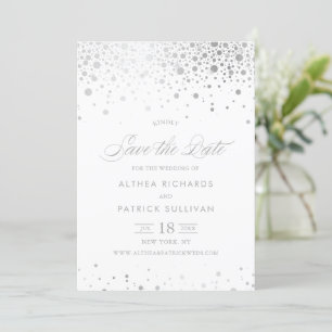 Imitate Silver Foil Confetti Dots Wedding Save The Date