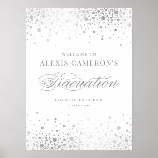 Imitate Silver Foil Confetti Graduation Party Will Poster (Vorne)