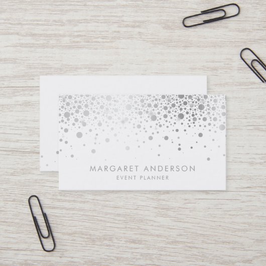 Imitate Silver Foil Confetti Modern Business Card Visitenkarte (Vorderseite/Rückseite Beispiel)