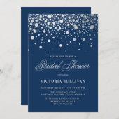 Imitate Silver Foil Confetti | Navy Brautparty Einladung (Vorne/Hinten)