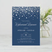Imitate Silver Foil Confetti | Navy Probe Dinner Einladung (Stehend Vorderseite)