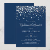Imitate Silver Foil Confetti | Navy Probe Dinner Einladung (Vorne/Hinten)