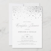 Imitate Silver Foil Confetti Weiße Paare Dusche Einladung (Vorderseite)