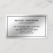 Imitate Silver Foil Modern Drone Fotografie Visitenkarte (Rückseite)