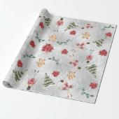 Imitate Silver Foil Nutcracker & Friends & Florals Geschenkpapier (Ungerollt)