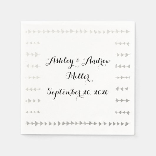 Imitate Silver Foil White Arrows Pattern Serviette (Vorderseite)