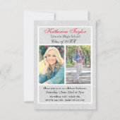 Imitate Silver Glitzer - 3x5 Abschluss Ankündigung (Vorderseite)