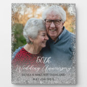 Imitate Silver Glitzer 50. Hochzeitstag Fotoplatte (Vorderseite)