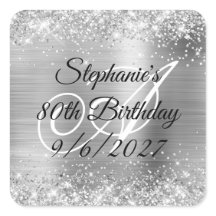Imitate Silver Glitzer and Foil 80. Geburtstag