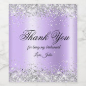 Imitate Silver Glitzer Blasser Lila Film Danke Weinetikett (Einzelnes Label)