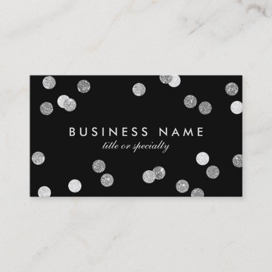 Imitate Silver Glitzer Confetti Black Business Car Visitenkarte (Vorderseite)