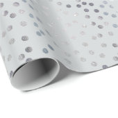 Imitate Silver Glitzer Dots auf grauem Wrapping Pa Geschenkpapier (Rolleneckpunkt)