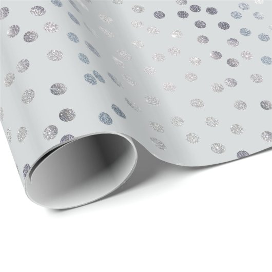 Imitate Silver Glitzer Dots auf grauem Wrapping Pa Geschenkpapier (Rolleneckpunkt)
