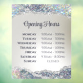 Imitate Silver Glitzer Foil Öffnungszeiten Fensteraufkleber (Blatt 3)