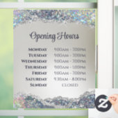 Imitate Silver Glitzer Foil Öffnungszeiten Fensteraufkleber (Zuhause)