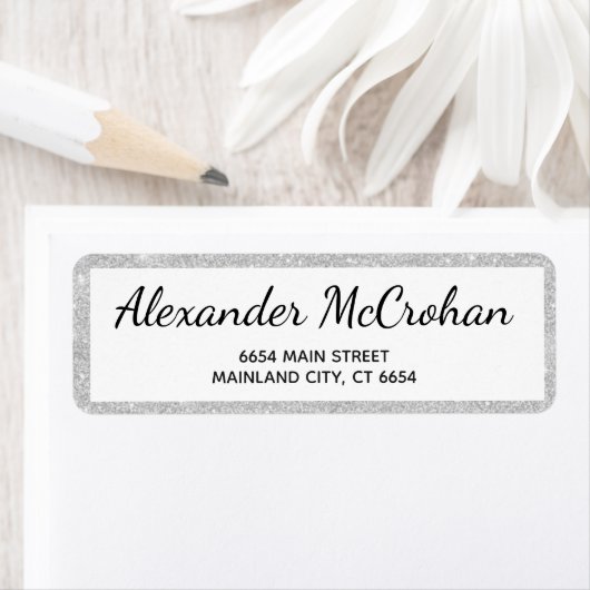 Imitate Silver Glitzer Foil Rücksendeadresse (Insitu)