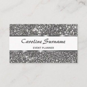 Imitate Silver Glitzer Grau Glitzer Event Planner Visitenkarte
