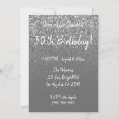 Imitate Silver Glitzer Gray Ombre 50. Geburtstag Einladung (Vorderseite)