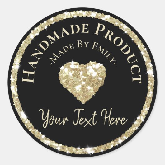 Imitate Silver Glitzer Label Handmade Hobby-Produk Runder Aufkleber (Vorderseite)