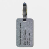 Imitate Silver Glitzer mit Personalisiertem Schwar Gepäckanhänger (Rückseite vertikal)