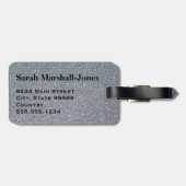 Imitate Silver Glitzer mit Personalisiertem Schwar Gepäckanhänger (Rückseite horizontal)